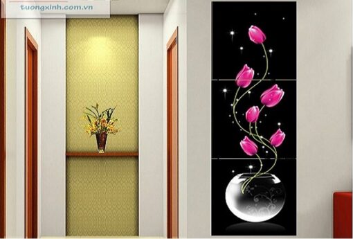 Tranh đồng hồ treo tường hoa lá HL0194