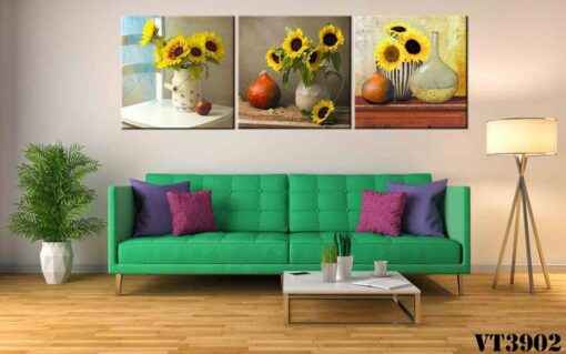 Tranh đồng hồ treo tường hoa hướng dương HL298