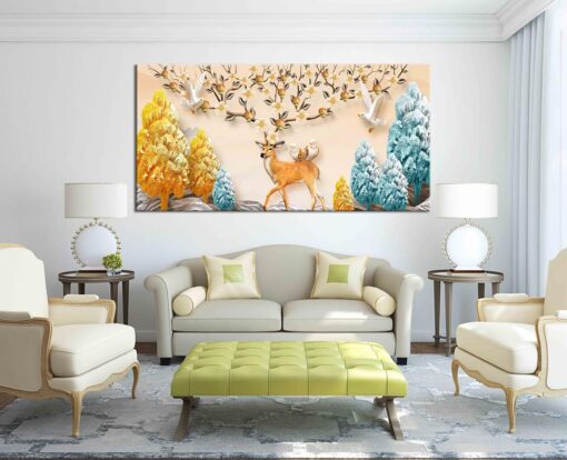 Tranh in lên vải canvas con nai vàng CV533