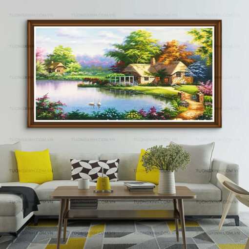 Tranh sơn dầu ngôi nhà hạnh phúc SD465