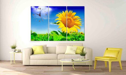 Tranh đồng hồ hoa hướng dương HL833