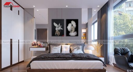 Tranh treo tường phòng ngủ cô gái và hoa SCA645A