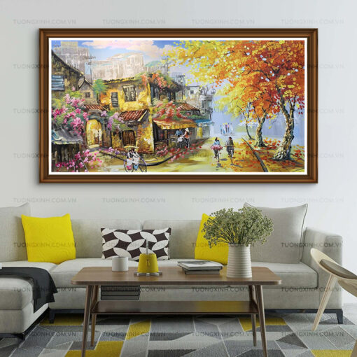 Tranh sơn dầu phong cảnh làng quê SD484