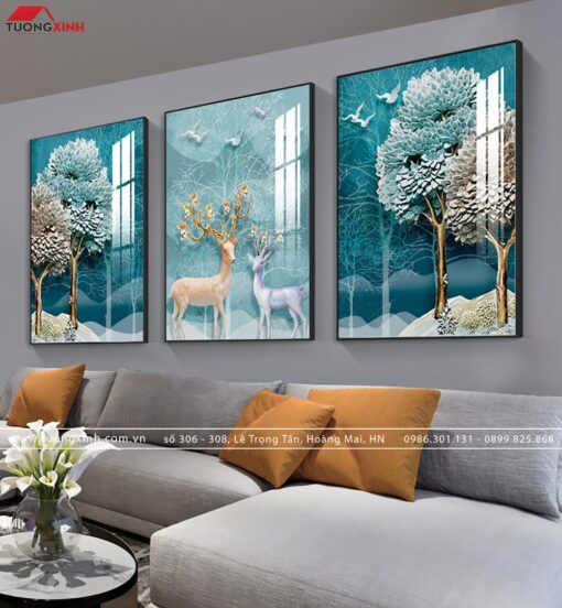 Tranh Hươu Sừng Hoa Nghệ Thuật TG999