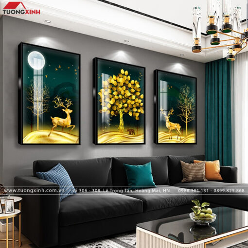 Tranh hươu vàng phong cảnh nghệ thuật TG001
