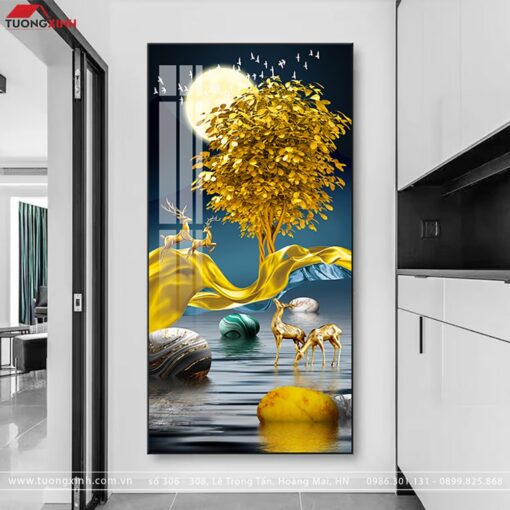 Tranh hươu vàng phong cảnh nghệ thuật TG1002