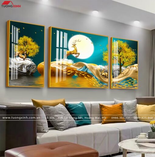 Tranh hươu vàng phong cảnh nghệ thuật TG1046