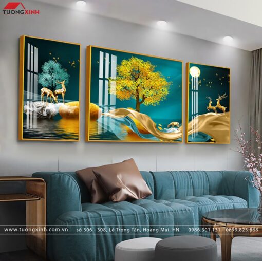 Tranh hươu nghệ thuật trang trí phòng khách TG1044