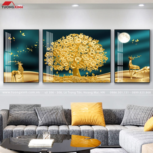 Tranh treo tường Scandinavian và cách deco hiệu quả 13 Tranh hươu nghệ thuật trang trí phòng khách TG1043