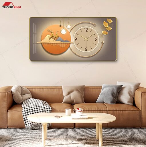 Đồng hồ tranh tráng gương Hươu nghệ thuật độc đáo DG01