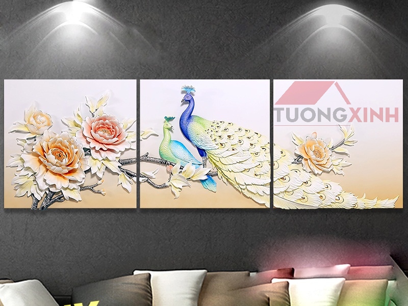 Tranh treo tường phòng khách - Tranh Phù Điêu 3D 