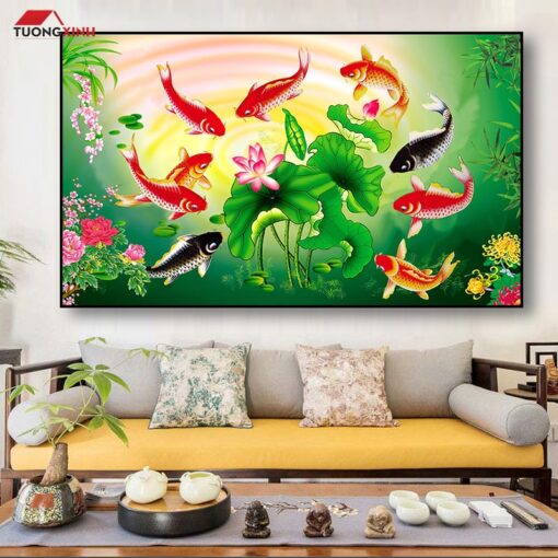 Tranh Tráng Gương Cửu Ngư Quần Hội TG1411