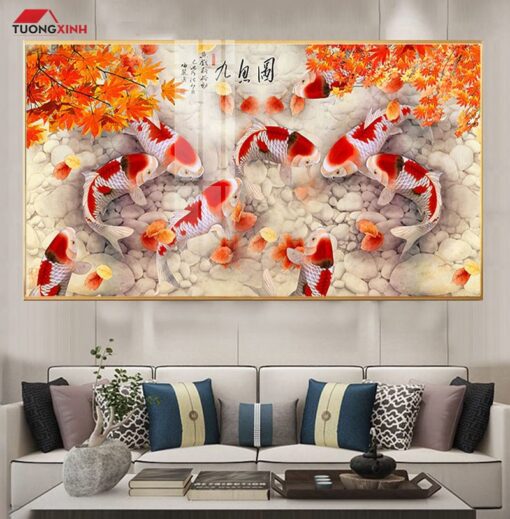 Tranh Tráng Gương Cửu Ngư Quần Hội TG1415