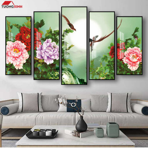 Tranh tráng gương Hoa Mẫu Đơn nghệ thuật TG1511
