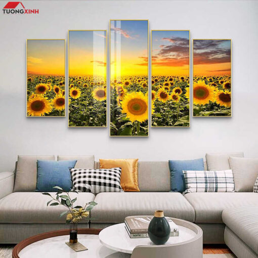 Tranh tráng gương cánh đồng hoa hướng dương TG1515