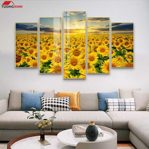 Tranh tráng gương cánh đồng hoa hướng dương TG1519