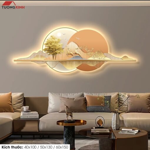 Tranh tráng gương đèn LED, Phong Cảnh Nghệ Thuật LD60