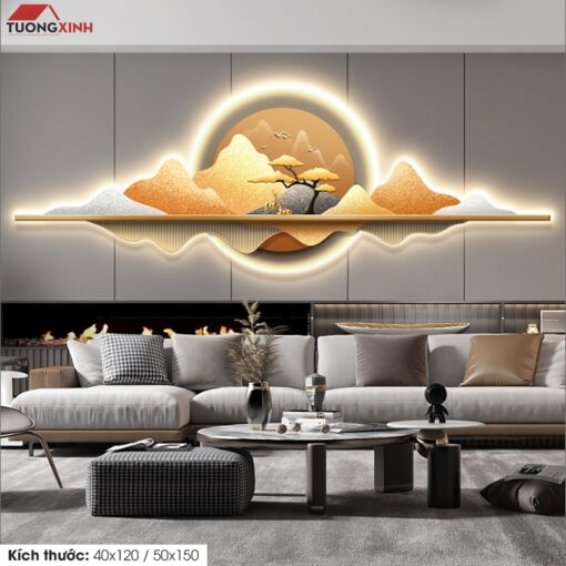 Tranh tráng gương đèn LED, Phong Cảnh Nghệ Thuật LD90