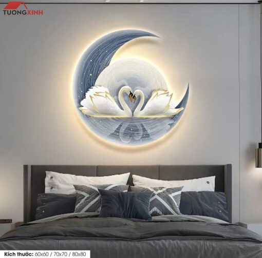 Tranh tráng gương đèn LED, Thiên Nga Nghệ Thuật LD142