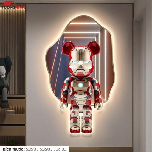 Tranh tráng gương đèn LED, Gấu Bearbrick LD157