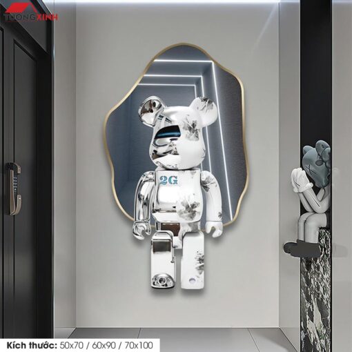 Tranh tráng gương đèn LED, Gấu Bearbrick LD158