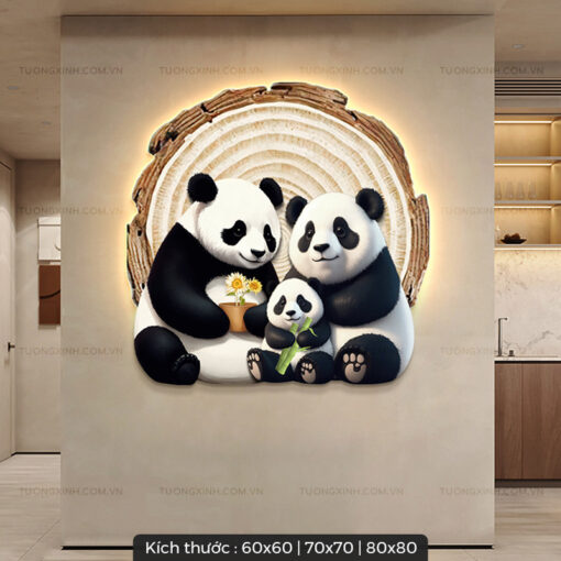 Tranh LED gia đình gấu trúc trang trí phòng ngủ LD262