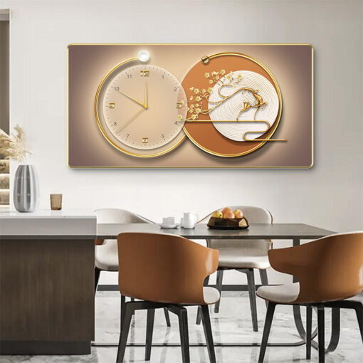 Tranh tráng gương đồng hồ hươu tuần lộc DG236