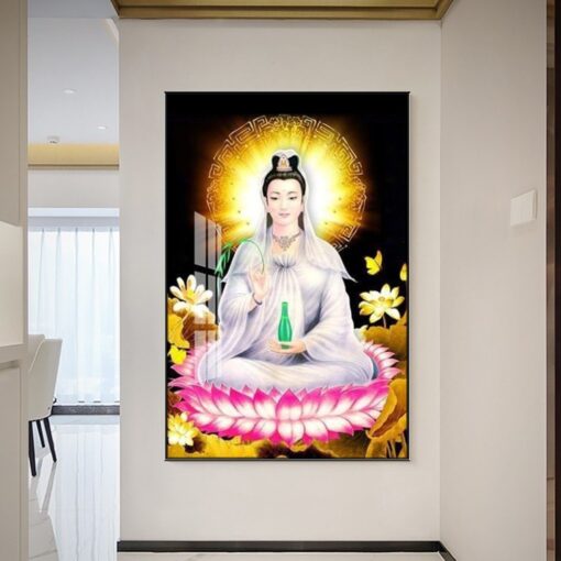 Tranh tráng gương quan âm bồ tát TG3045