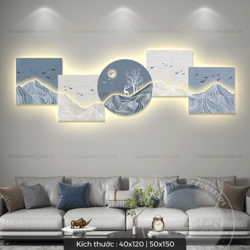 Tranh LED hươu phong cảnh thiên nhiên trang trí phòng khách LD202
