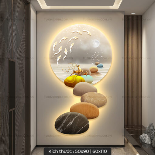 Tranh LED hươu phong cảnh nghệ thuật LD304