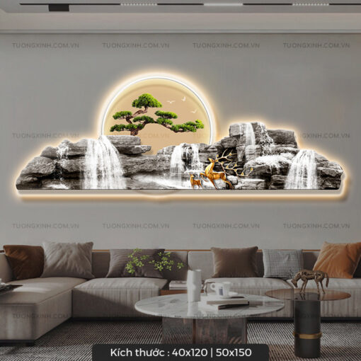 Tranh LED hươu phong cảnh trang trí phòng khách LD192