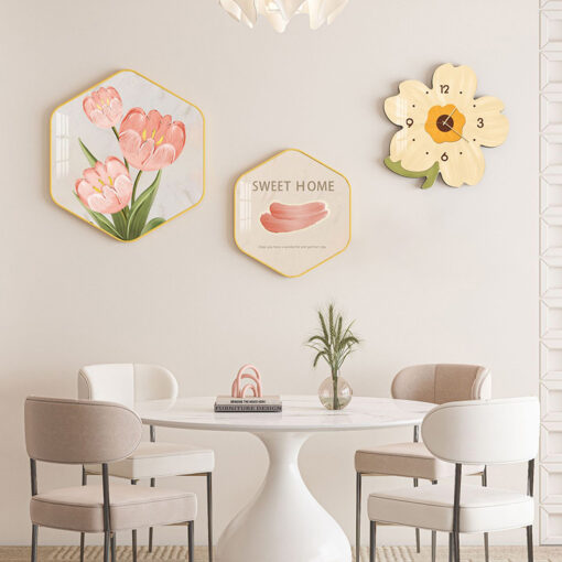 Tranh đồng hồ hoa tulip trang trí phòng ăn TG2123