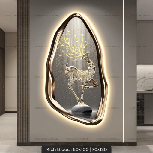 Tranh LED hươu nghệ thuật trang trí phòng khách LD338