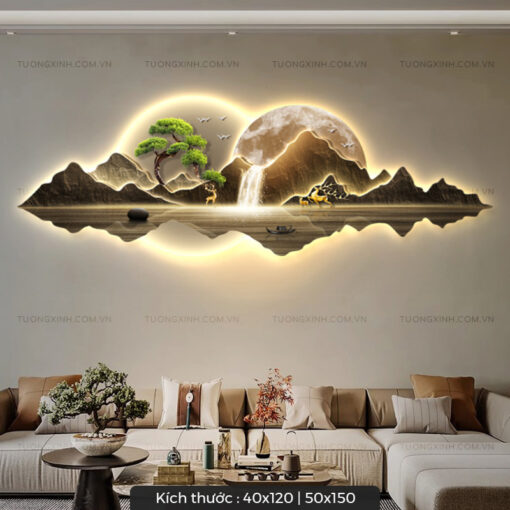 Tranh LED hươu phong cảnh nghệ thuật trang trí phòng khách LD219