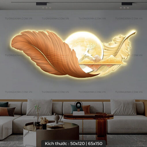 Tranh LED lông vũ nghệ thuật trang trí phòng khách LD326