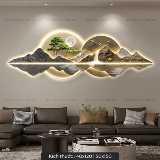 Tranh LED hươu phong cảnh trang trí phòng khách LD196