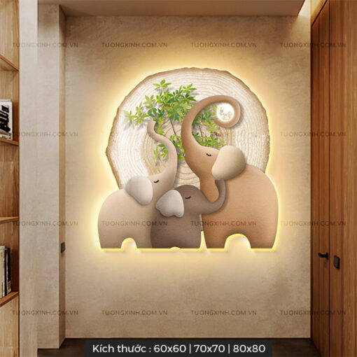 Tranh LED gia đình voi hạnh phúc trang trí phòng ngủ LD260