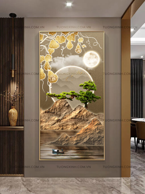 Tranh phong cảnh đêm trăng nghệ thuật trang trí phòng khách TG2354