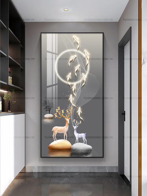 Tranh cửu ngư nghệ thuật trang trí phòng khách TG2351