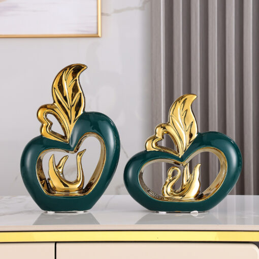 Decor gốm sứ trái tim đôi GS07