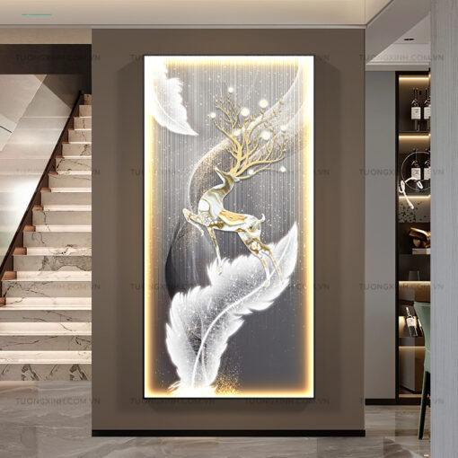 Tranh LED hươu nghệ thuật trang trí phòng khách LD379