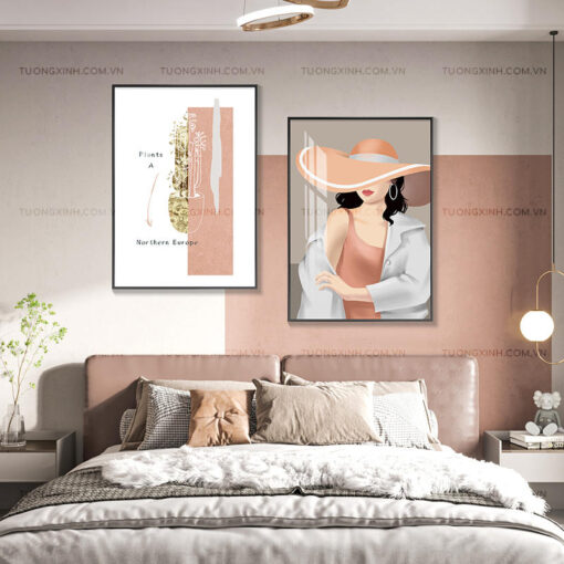 Tranh cô gái và hoa trang trí phòng ngủ TG1837