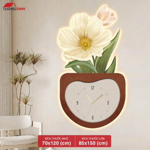 Tranh đồng hồ đèn LED Hoa Nghệ Thuật LD450