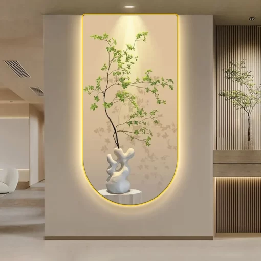 Tranh LED lá cây xanh decor trang trí LD465