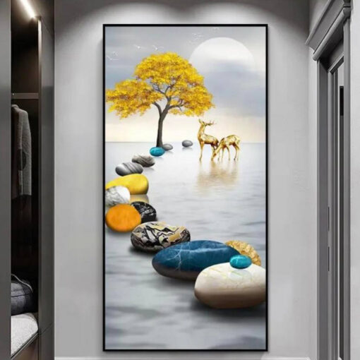 Tranh dán tường hươu 3D hiện đại TDT199