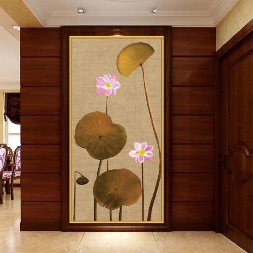 Tranh dán tường 3D hoa sen nghệ thuật TDT239