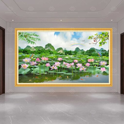 Tranh dán tường 3D hoa sen TDT113