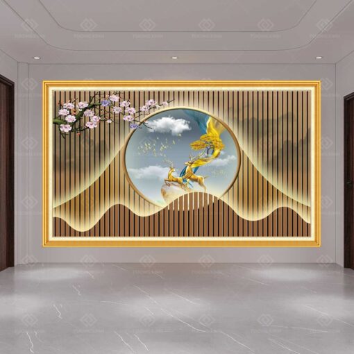 Tranh dán tường lam sóng 3D TDT53