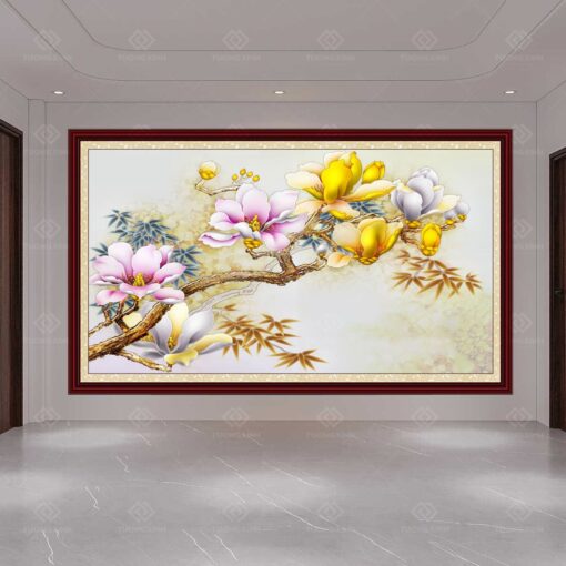 Tranh dán tường 3D hoa mộc lan TDT76