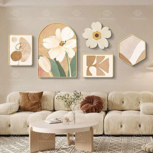 Tranh tráng gương bộ 5 tấm decor trang trí TG3421